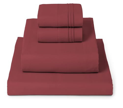 Mellanni Iconic 4-Piece, Ultra Soft Sheet Set (Queen, Brick Red) | Amazon (US)