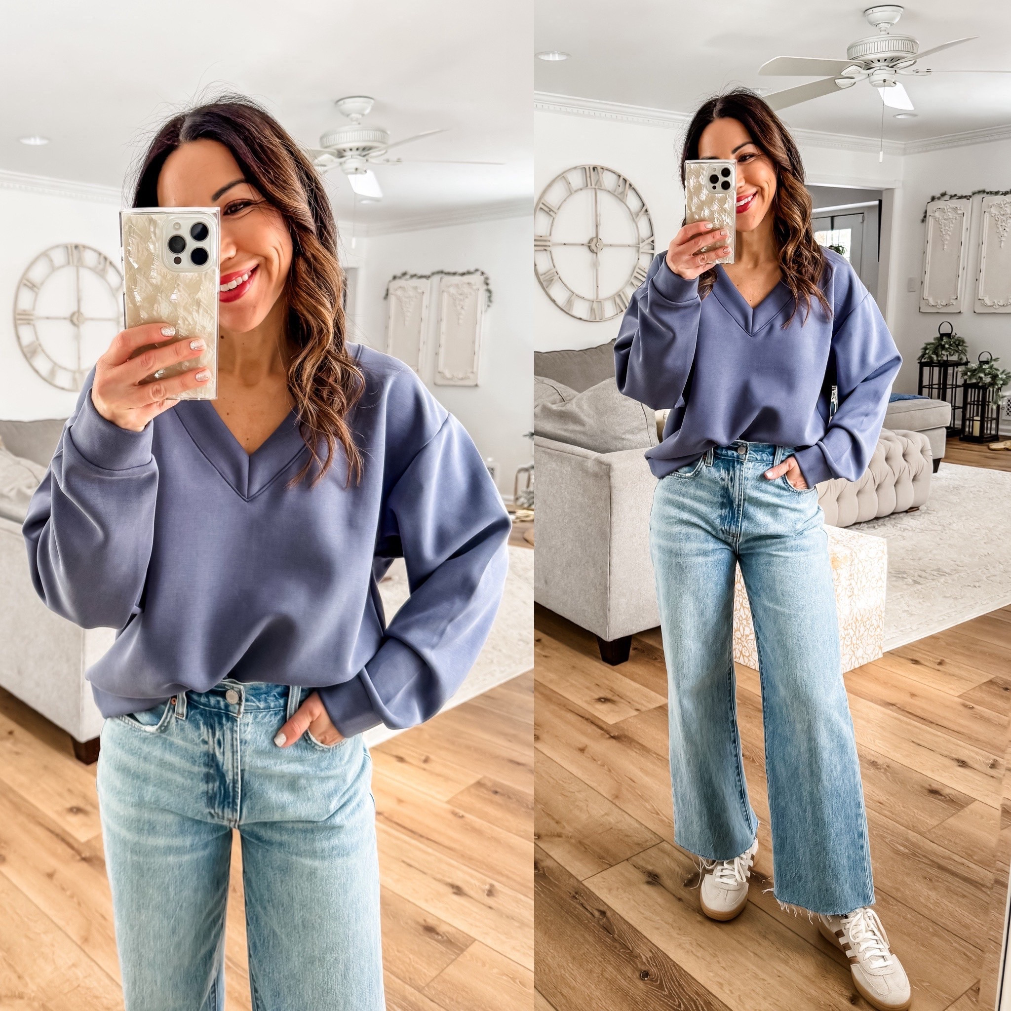 V-neck sweatshirt small, jeans 25. I cut them. Target fashion, target style.



#LTKOver40 #LTKFindsUnder50