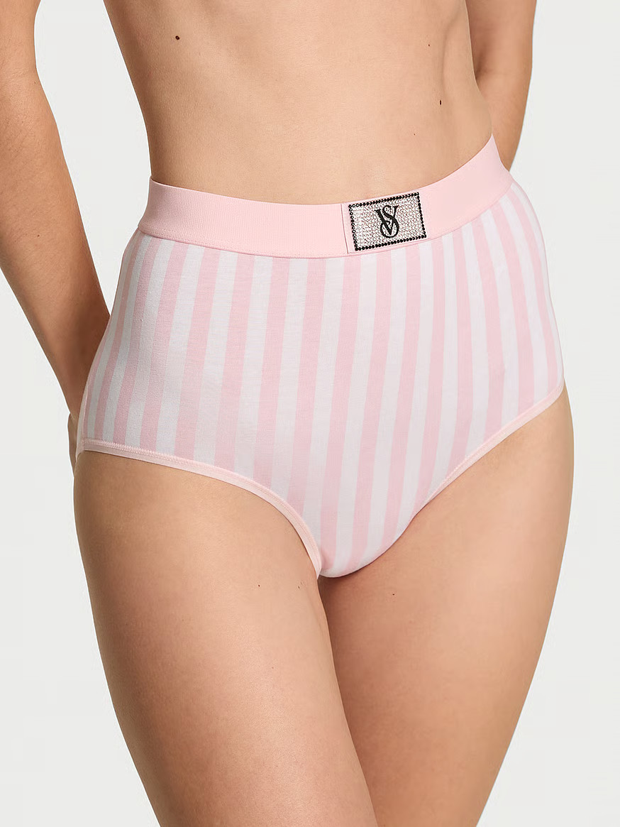 Buy Logo Cotton Shine Patch Modern Brief Panty, Pink Stripes - Order Panties online - Victoria's ... | Victoria's Secret (US / CA )