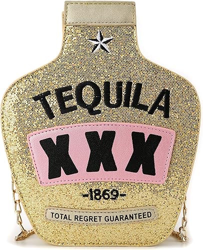 Ondeam Tequila Bottle Shaped Laser Shoulder Handbags,Pu Crossbody Purse for women | Amazon (US)
