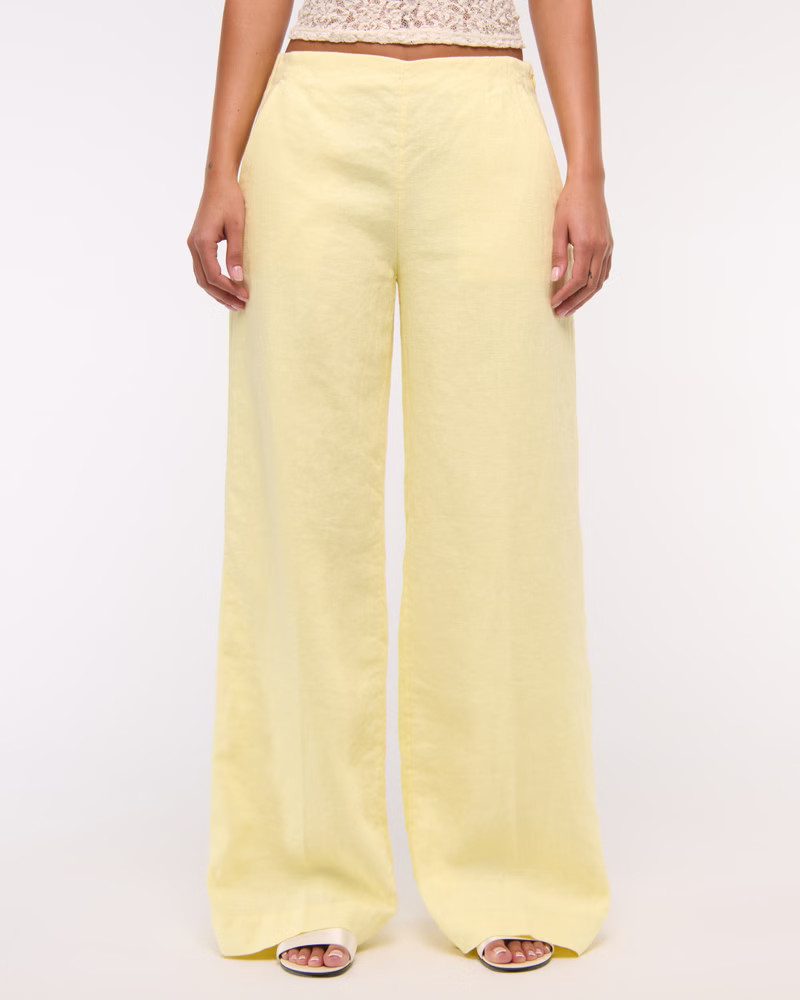 Women's Premium Linen Tailored Ultra Wide Leg Pant | Women's Bottoms | Abercrombie.com | Abercrombie & Fitch (US)