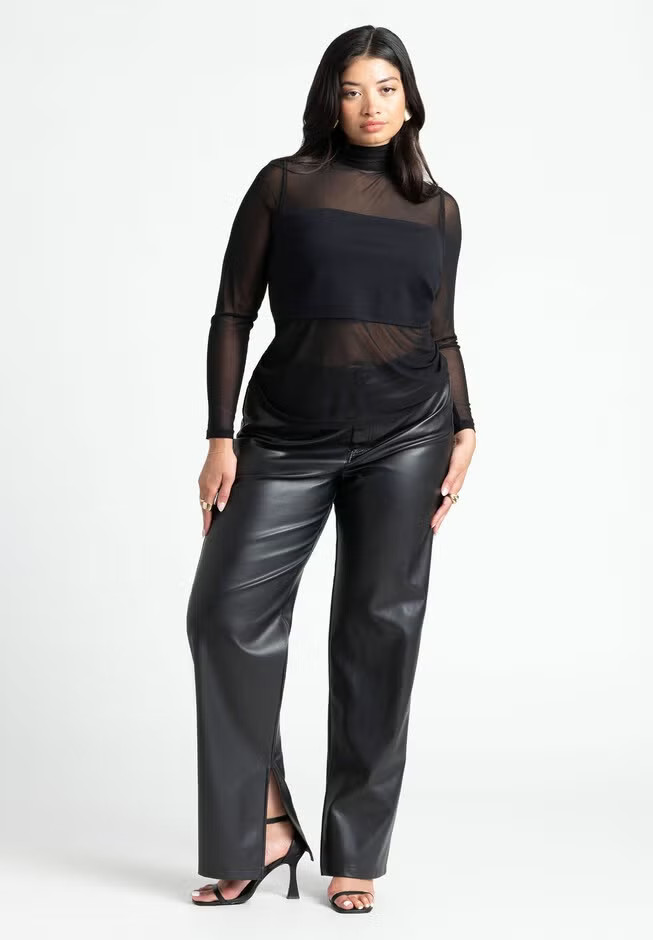 Slit Hem Faux Leather Pant | Eloquii