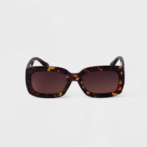 Women's Plastic Tortoise Shell Rectangle Sunglasses - A New Day™ Brown | Target