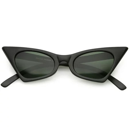 Retro Small High Pointed Sunglasses Neutral Colored Oval Lens 46mm (Matte Black / Green ) | Walmart (US)