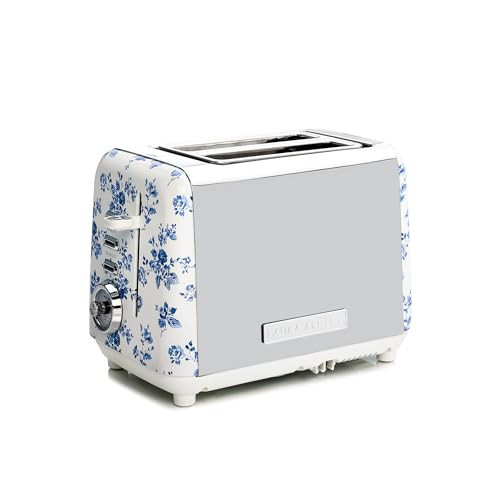 VQ Laura Ashley China Rose Stainless Steel 2 Slice Toaster | Multi-Functional Bagels & Bread Toaster 2 Slice with Adjustable Heating & Defrost Mode | Featuring 2 Wide Slots & Croissant Warming Rack | Amazon (US)