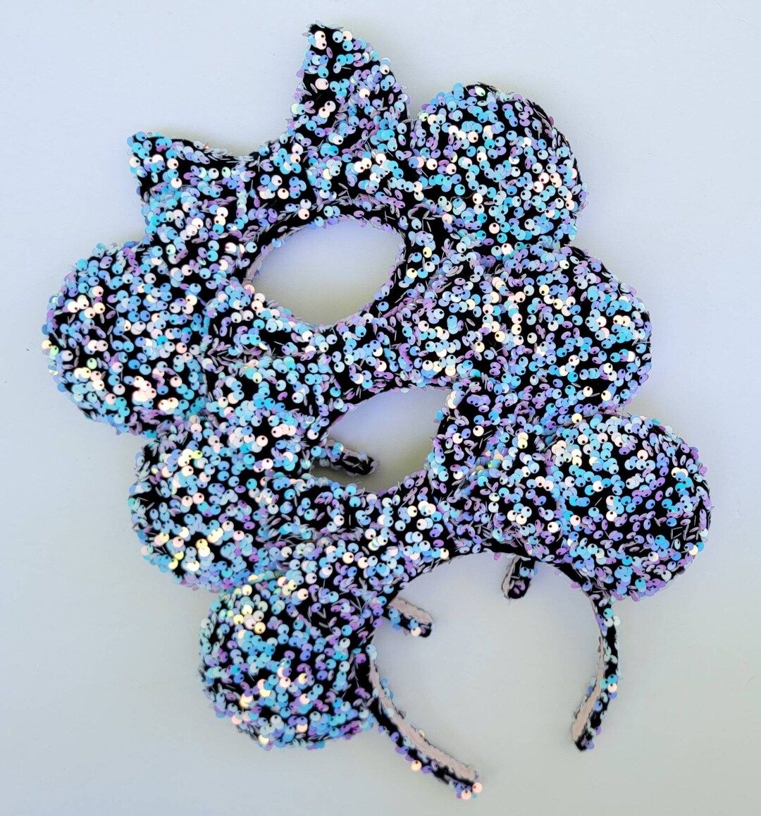 Cotton Candy Black/purple/blue Sequin Minnie Ears  Sequin - Etsy | Etsy (US)