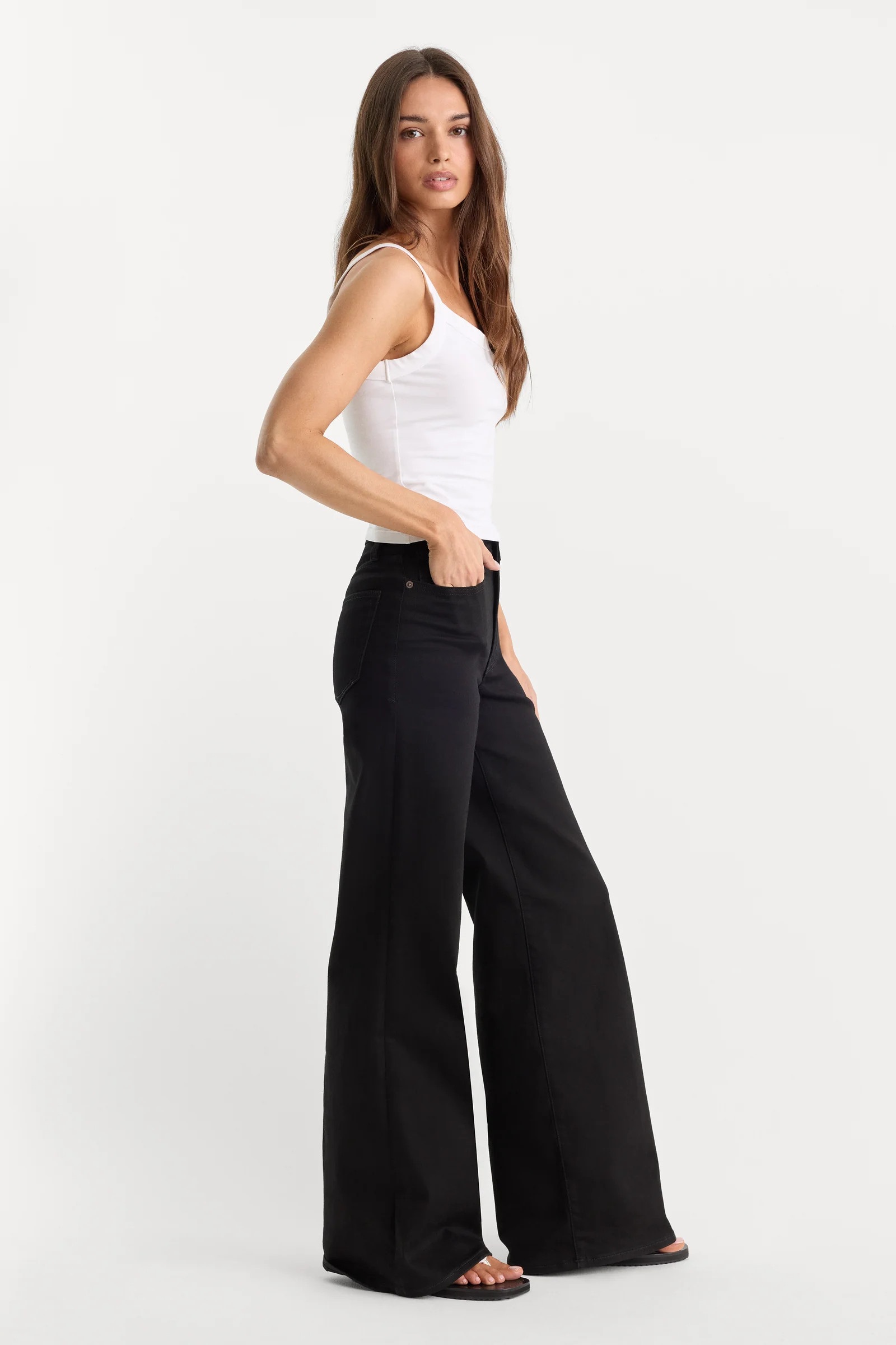 NEVER FADE GOOD WAIST PALAZZO JEANS | BLACK | Good American