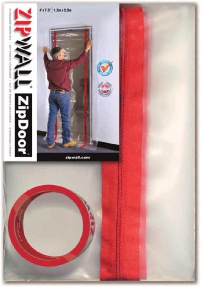 ZIPWALL ZipDoor ZDS Standard Dust Barrier Zipper Door Kit, 1 Pack, Red | Amazon (US)