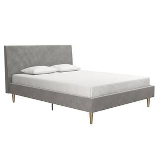 Mr. Kate Daphne Light Gray Velvet Upholstered Queen Bed with Headboard and Modern Platform Frame-... | The Home Depot