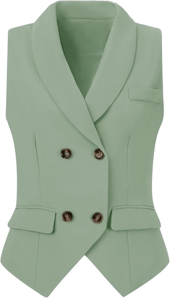 Allegra K Women's Suit Vest Double Breasted Business Lapel Dressy Waistcoat Vest | Amazon (US)