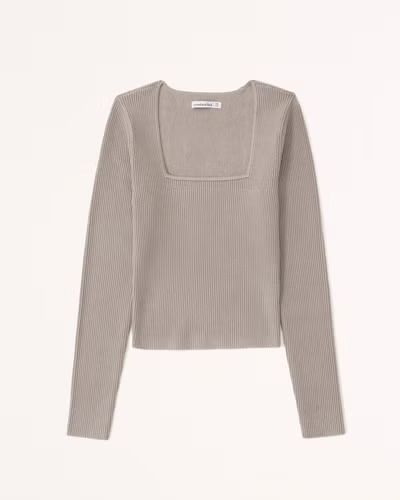 Long-Sleeve Ottoman Squareneck Top | Abercrombie & Fitch (US)