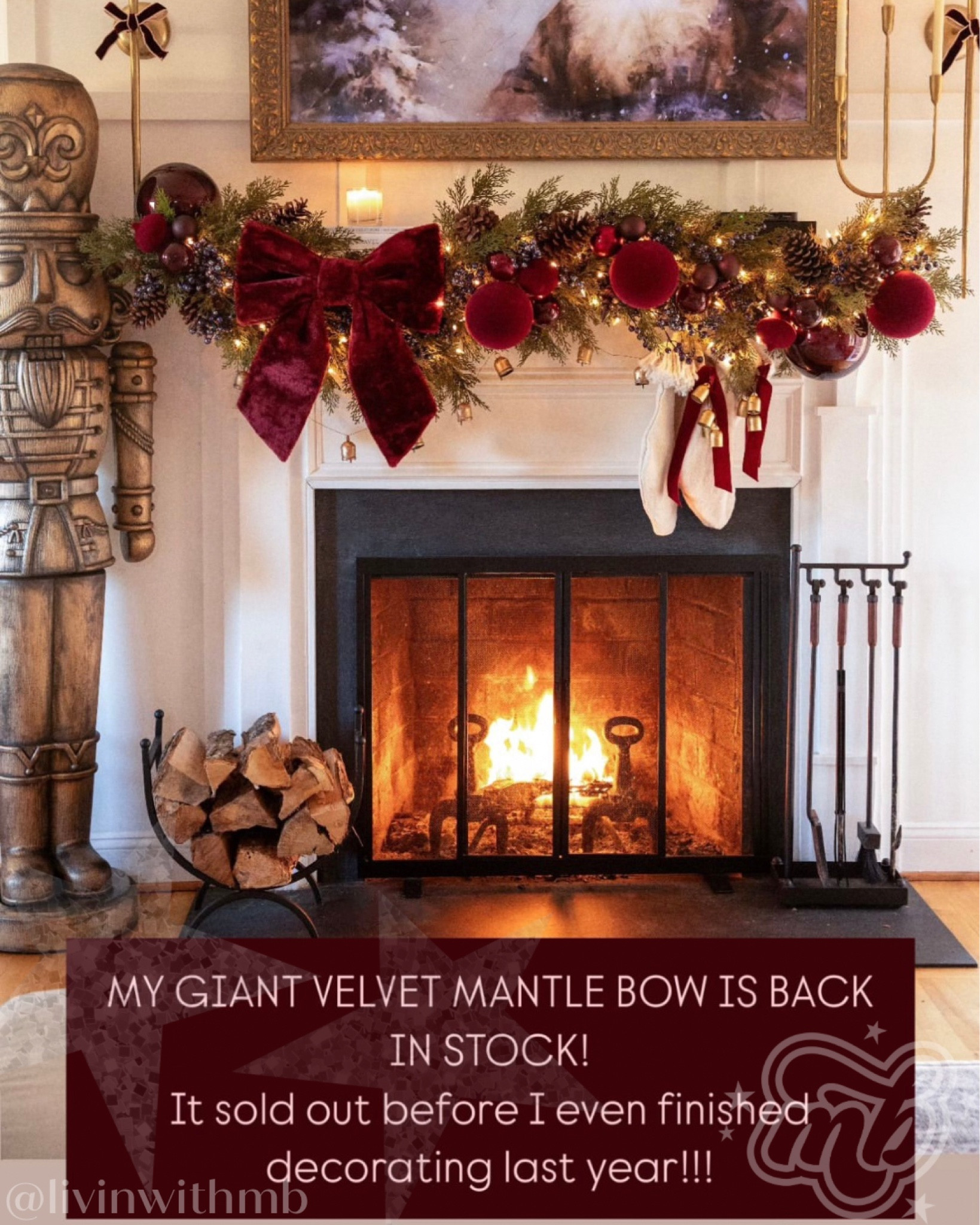 My giant velvet bow from last year’s mantle is back in stock🤩

#LTKSeasonal #LTKHoliday #LTKHome