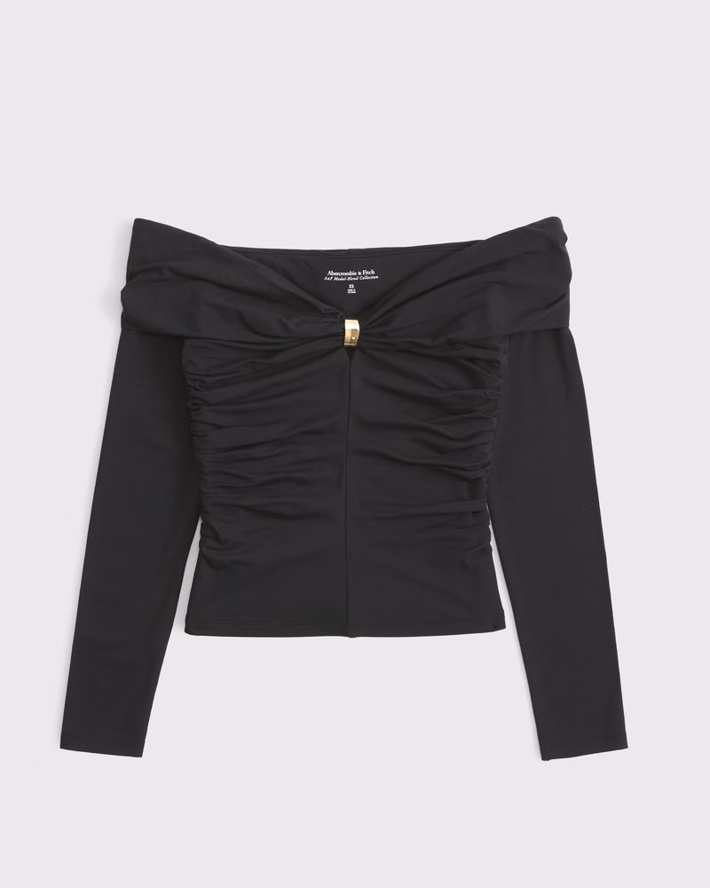 Women's Off-The-Shoulder Hardware Top | Women's Tops | Abercrombie.com | Abercrombie & Fitch (US)