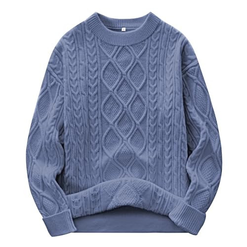 ANRABESS Women Oversized Chunky Cable Knitted Vintage Sweater 2025 Fall Winter Outfits Blue Large | Amazon (US)