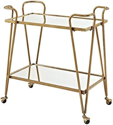Linon Gina Mid-Century Bar Cart, Gold | Amazon (US)