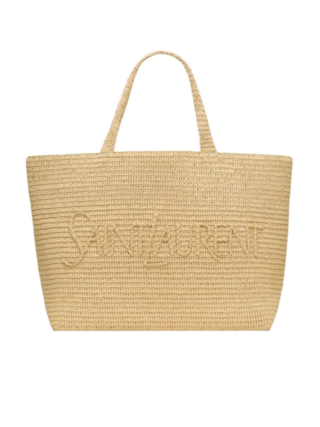Saint Laurent Large Logo Embroidered Raffia Tote Bag | Senser US