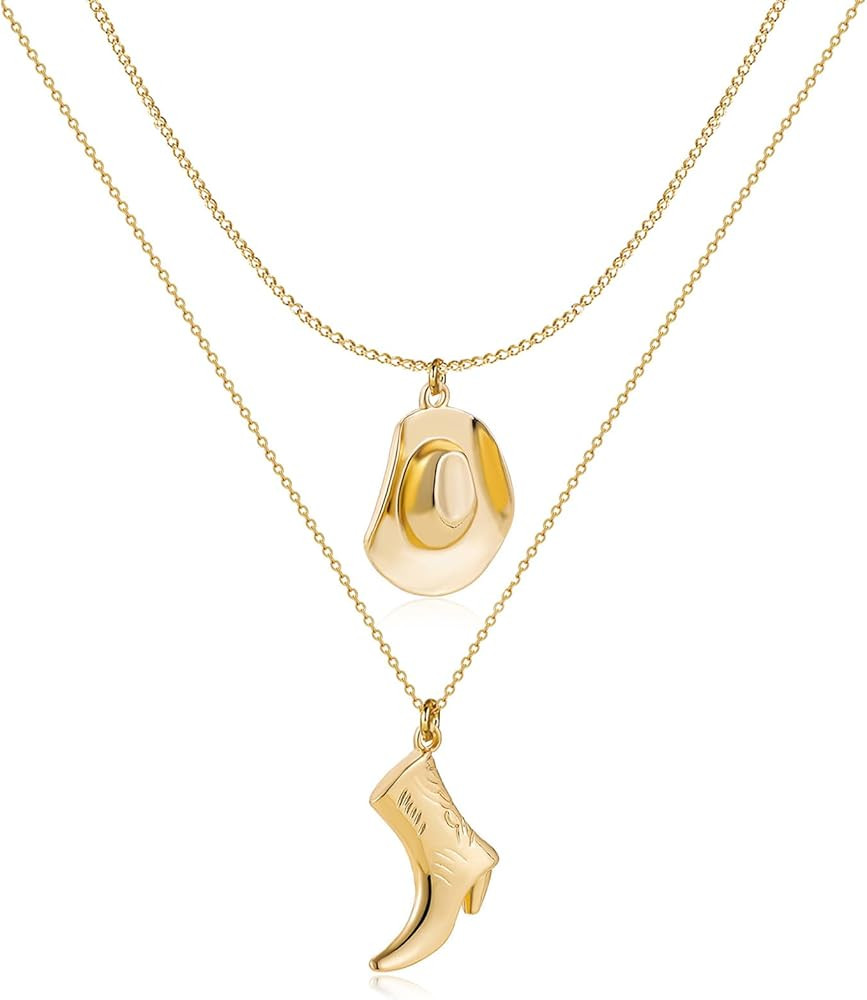 Cowgirl Outfits for Women Western Jewelry Layered Cowboy Hat Boot Seashell Bow Pearls Charm Neckl... | Amazon (CA)