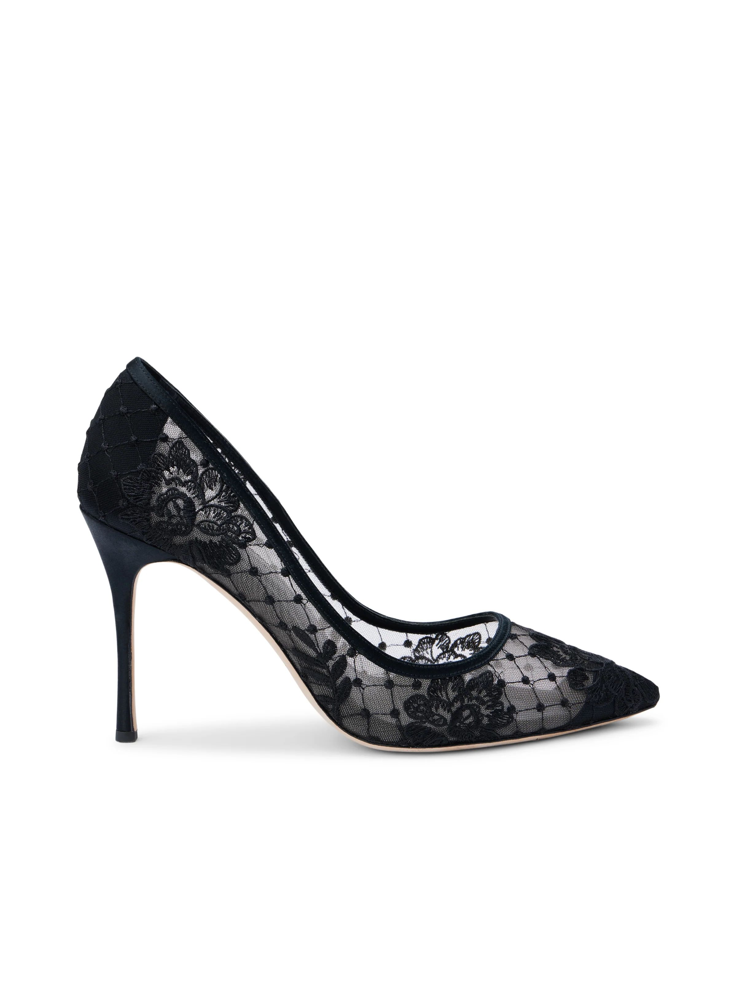 L'AGENCE Anais Pump in Black Lace/Satin | L'Agence
