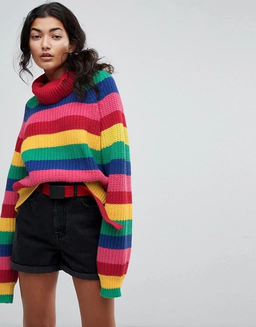 Lazy Oaf Roll Neck Knitted Sweater In Rainbow StripeOut of stock :-(MORE FROM: | ASOS US