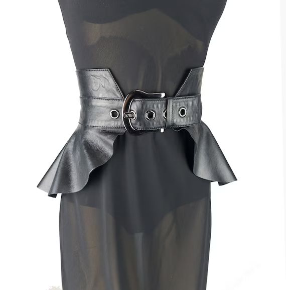 Black Leather Peplum Skirt Belt | | Womens Leather Belt | Dress Corset Belt | Wide Waist Belt | W... | Etsy (US)