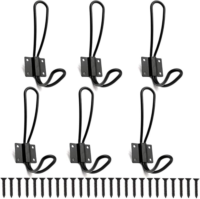 Rustic Farmhouse Entryway Hooks 6 Pack Decorative Vintage Hangers Wall Mounted Hard Antique Indus... | Amazon (US)