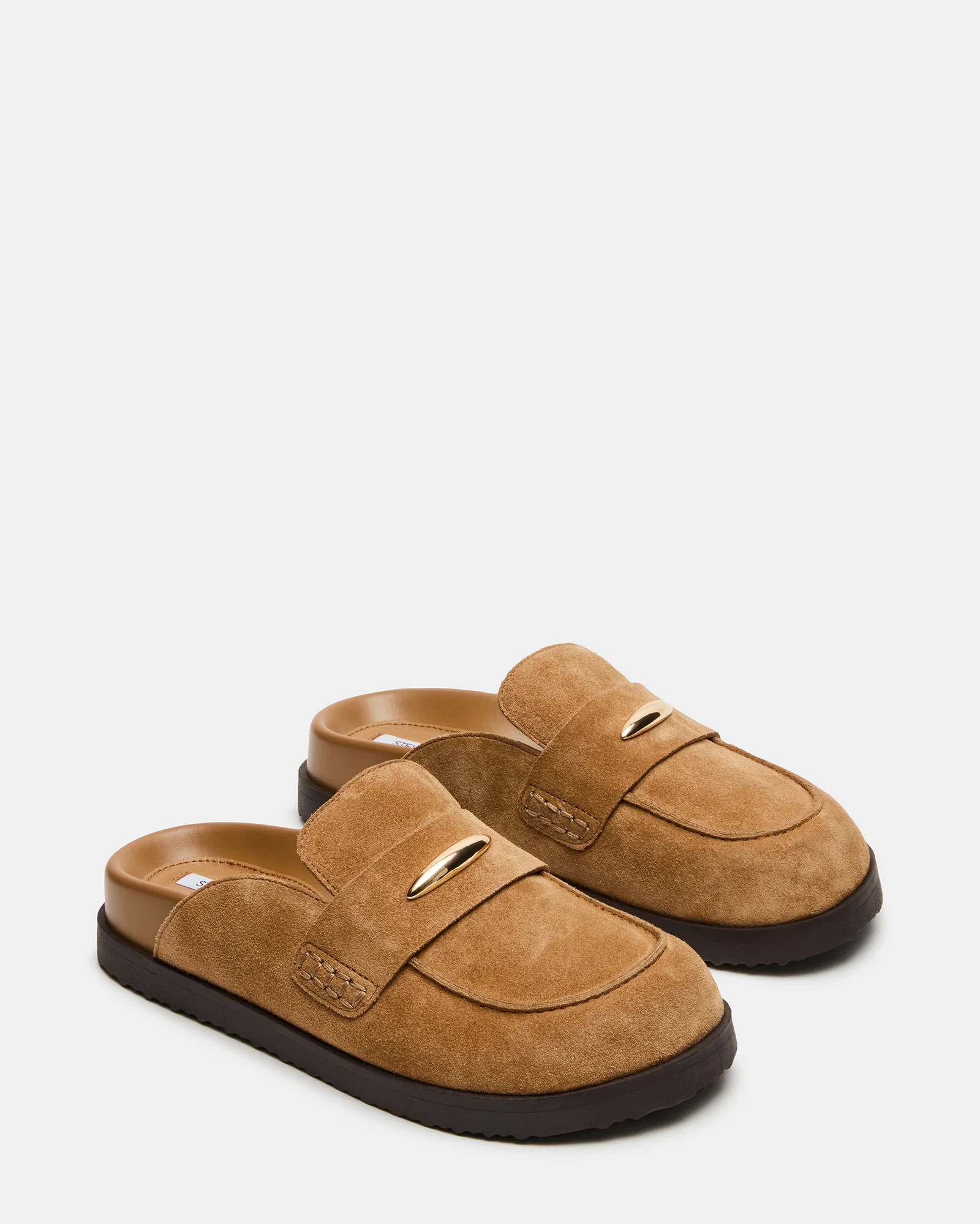 TOBIN Chestnut Suede Slip-On Mule Women's Flat | Steve Madden (US)