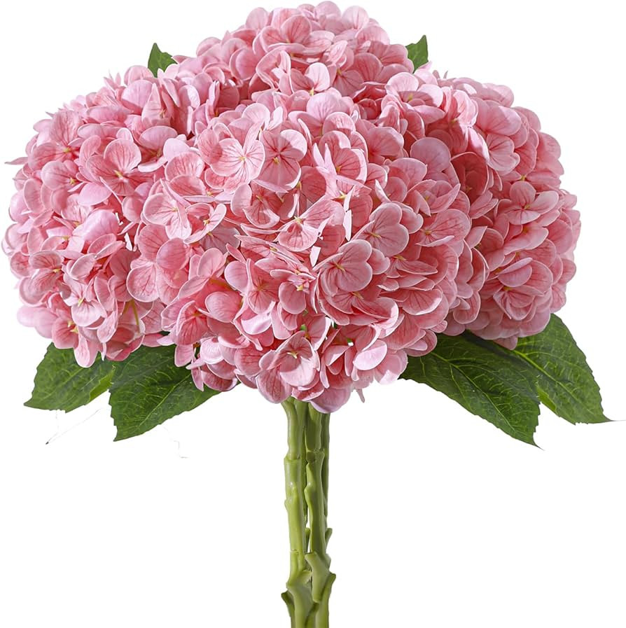 4Pcs Realistic Light Pink Hydrangea Artificial Flowers with Stems 19.68 Inch Latex Faux Hydrangea... | Amazon (US)