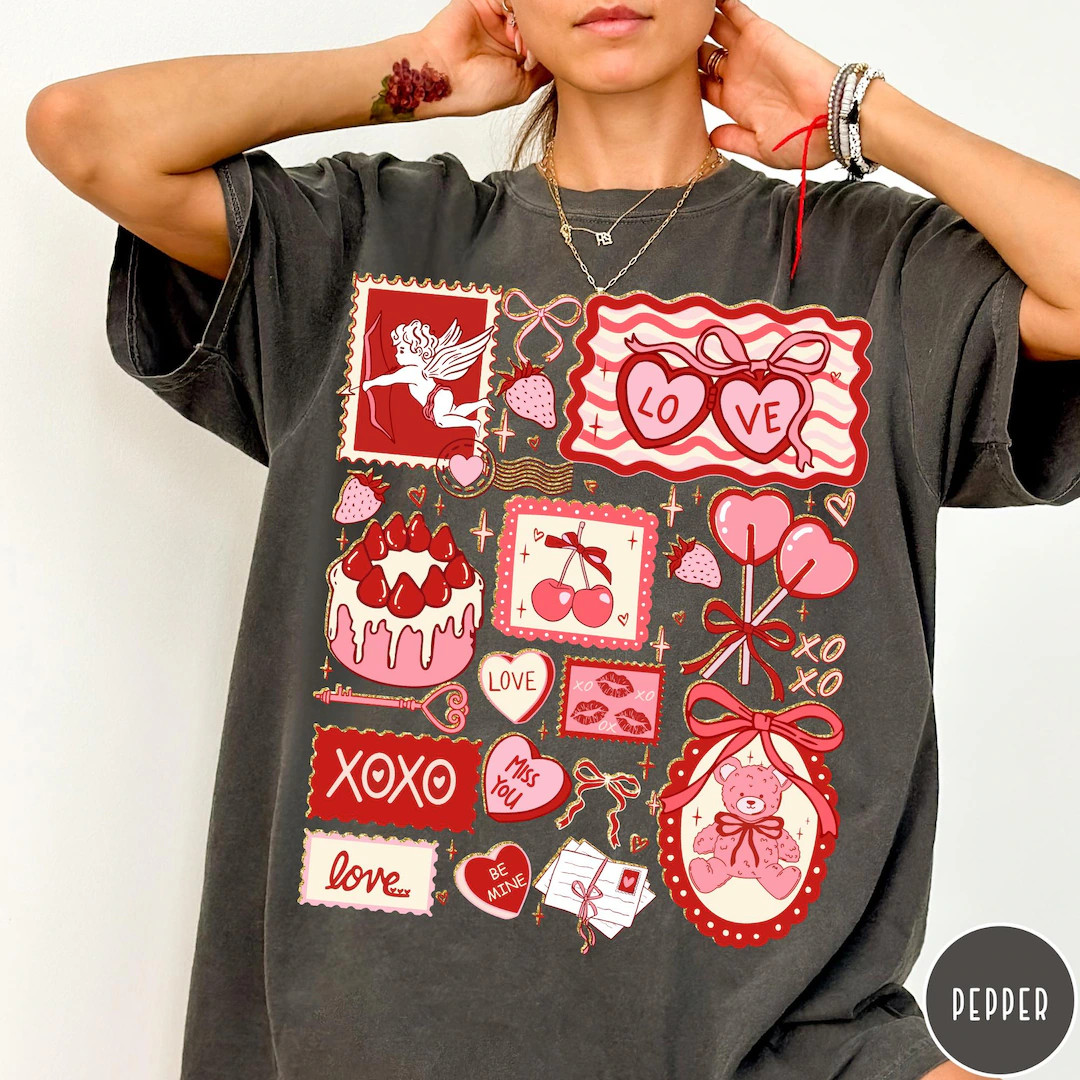 Valentine's Vintage Cards Comfort Colors® T-shirt - Valentine Card Tee - Women's Trendy Tshirt -... | Etsy (US)