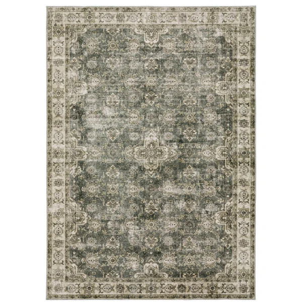 Houtz Machine Washable Non-Slip Green/Gray/Beige Area Rug Mat | Wayfair North America