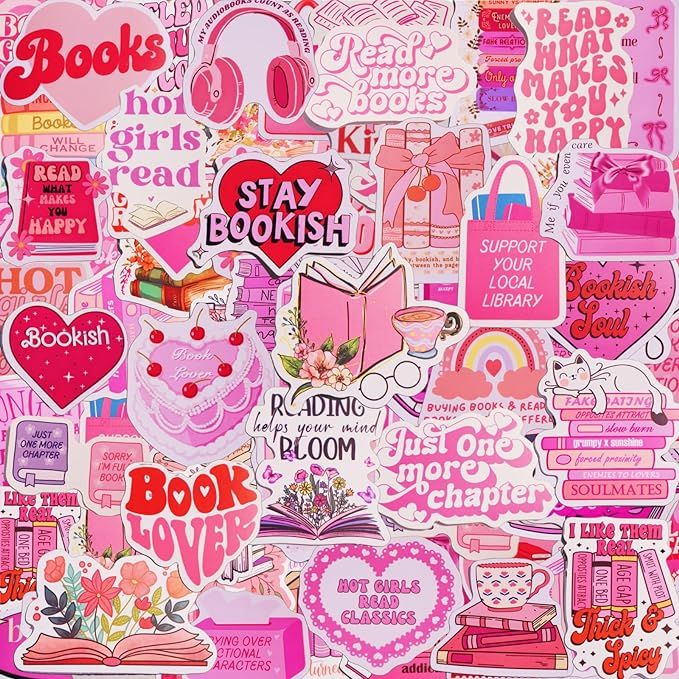 110 PCS Bookish Stickers,Pink Book Stickers for Kindle Adult,Kindle Stickers,Reading Stickers,Kin... | Amazon (US)