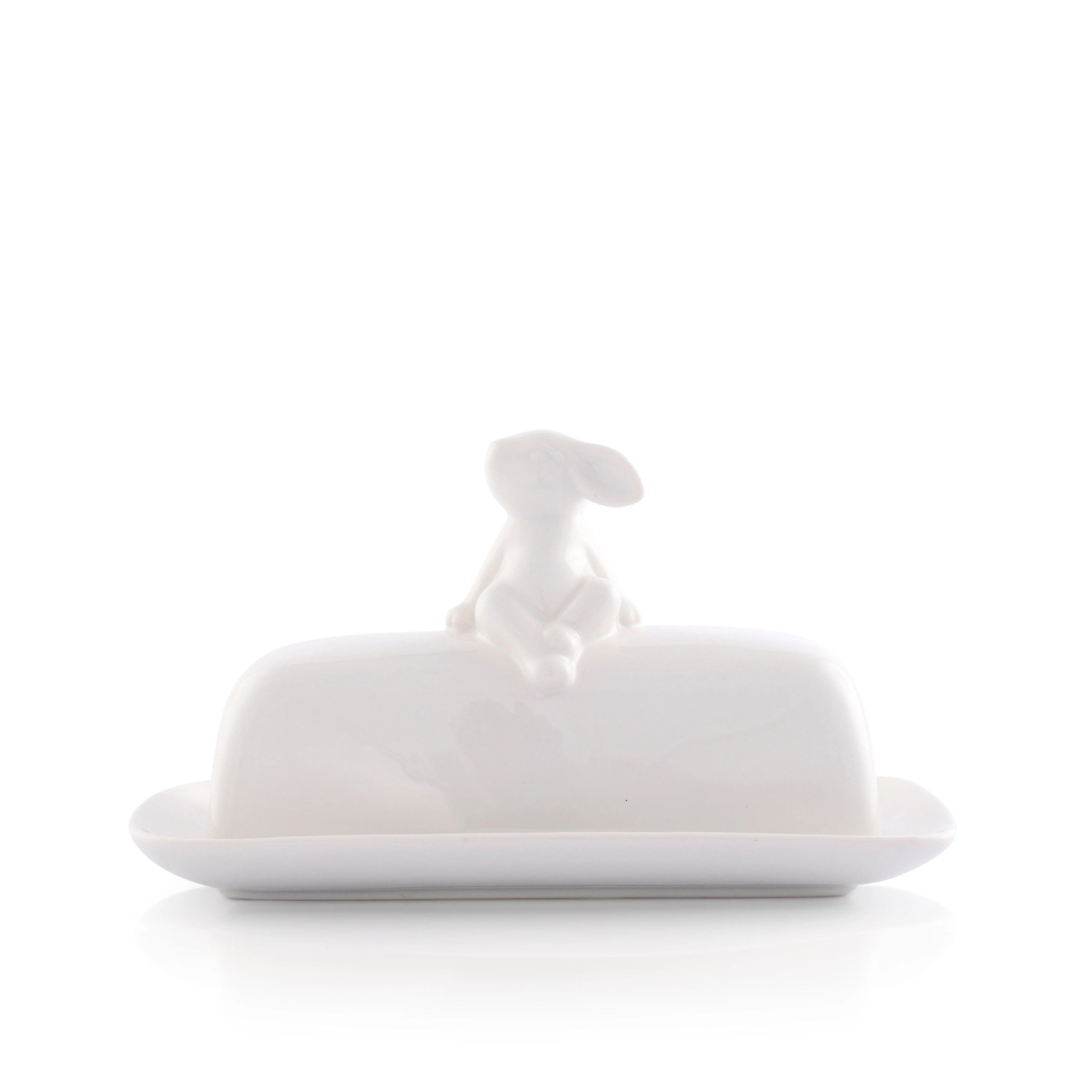 Porcelain Sitting Bunny Butter Dish | The Enchanted Home
