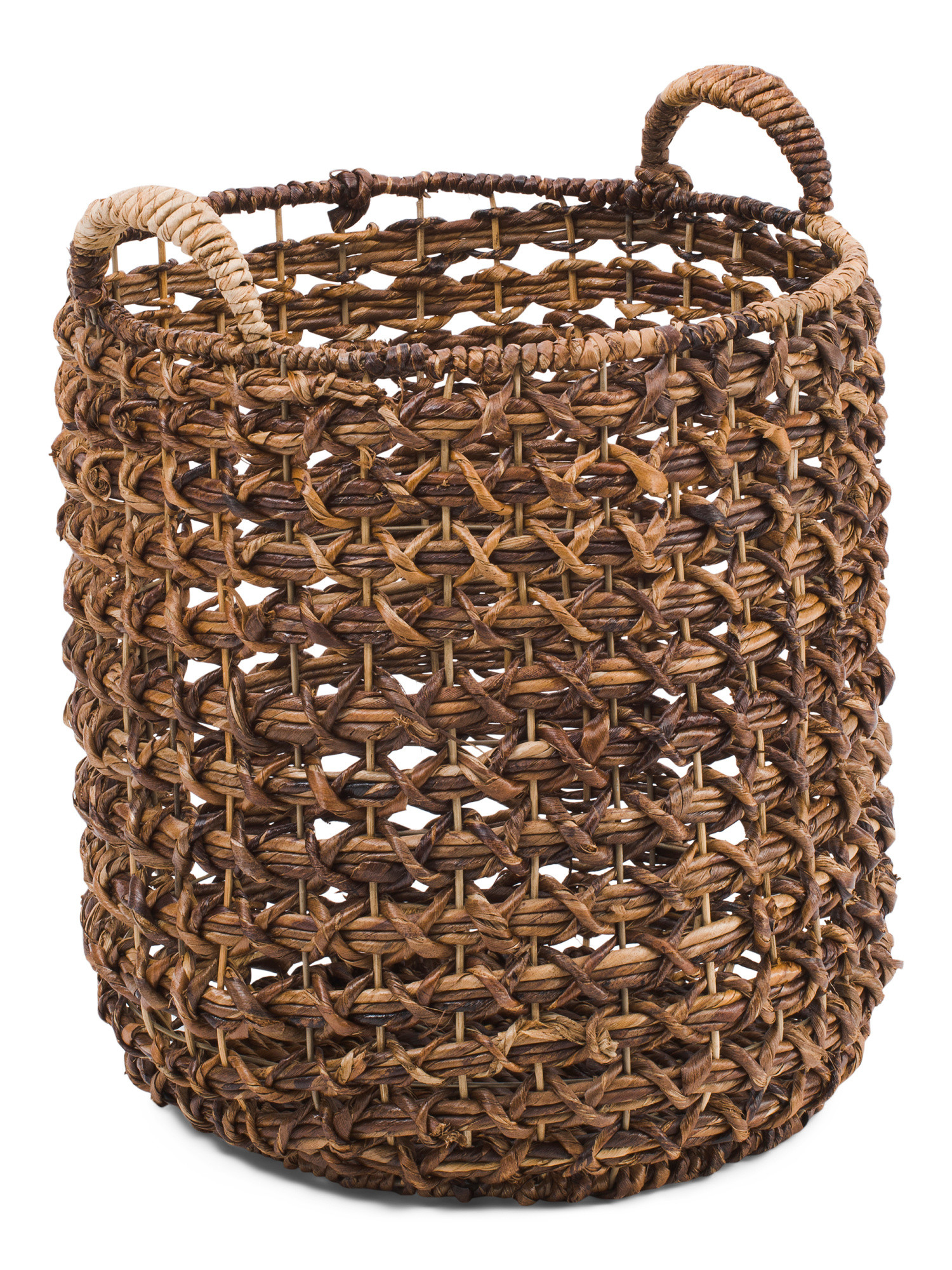 Small Cross Weave Bacbac Kalas Round Storage Baskets With Handles | TJ Maxx