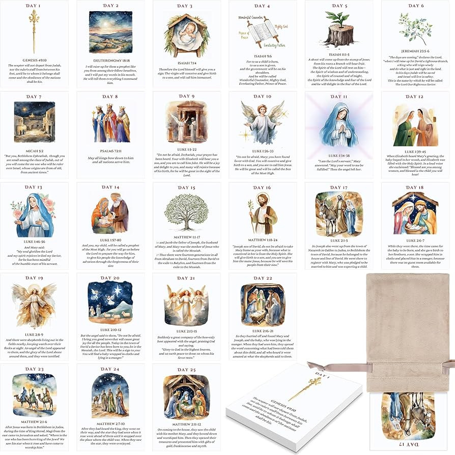 Nativity Countdown Advent Calendar 2025, 25 Pcs Advent Scripture Cards Prayer Cards Bulk Bible Ve... | Amazon (US)