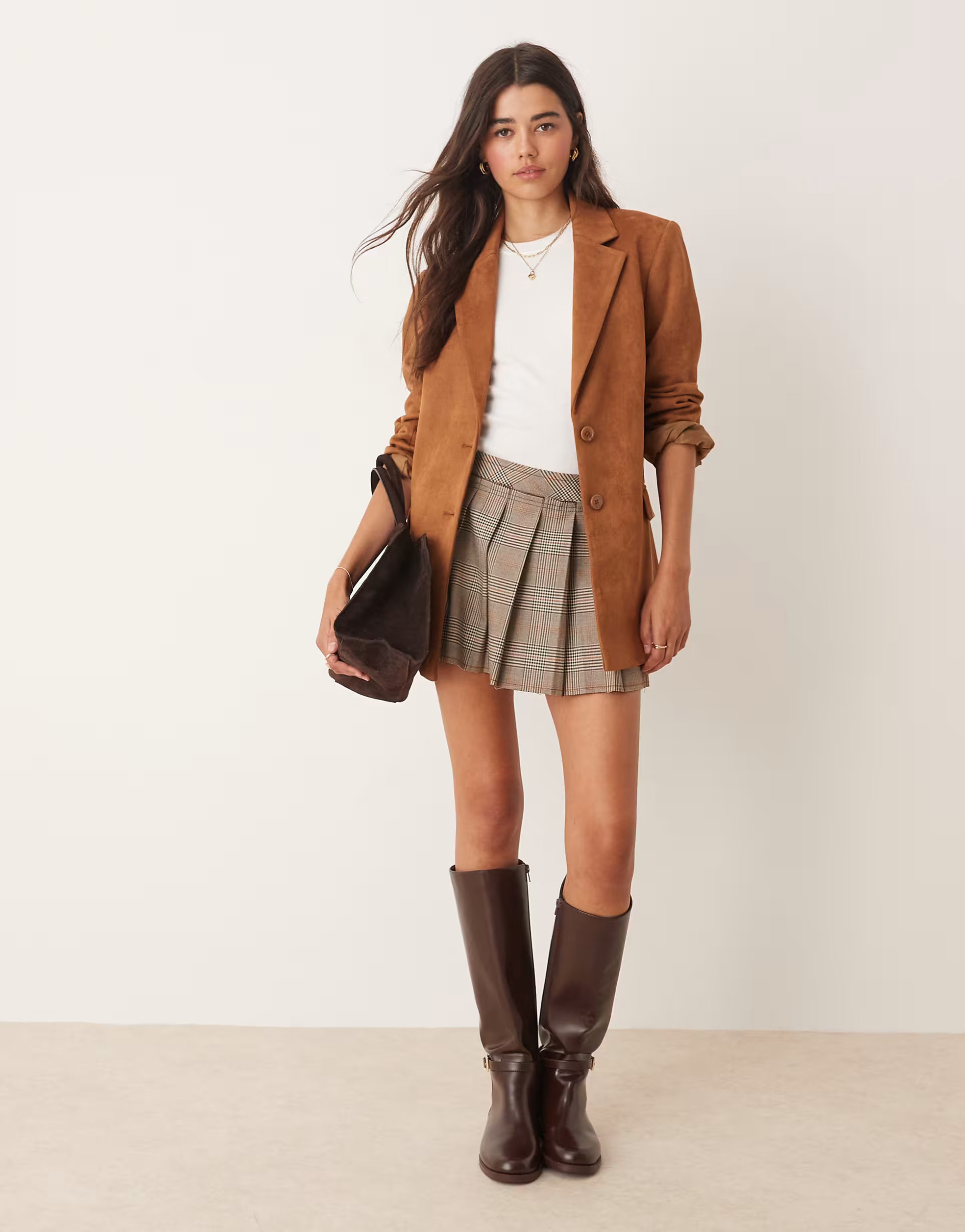 Miss Selfridge suedette blazer in tan | ASOS | ASOS (Global)