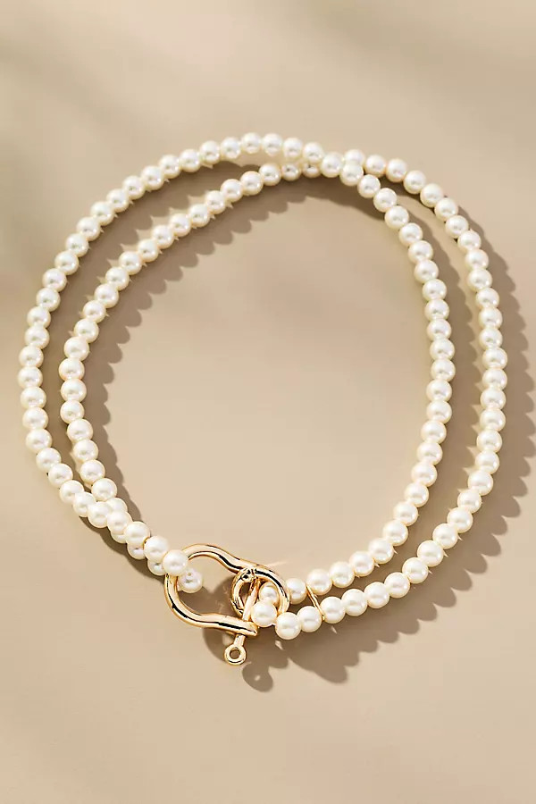 Chunky Link Lock Pearl Necklace | Anthropologie (US)