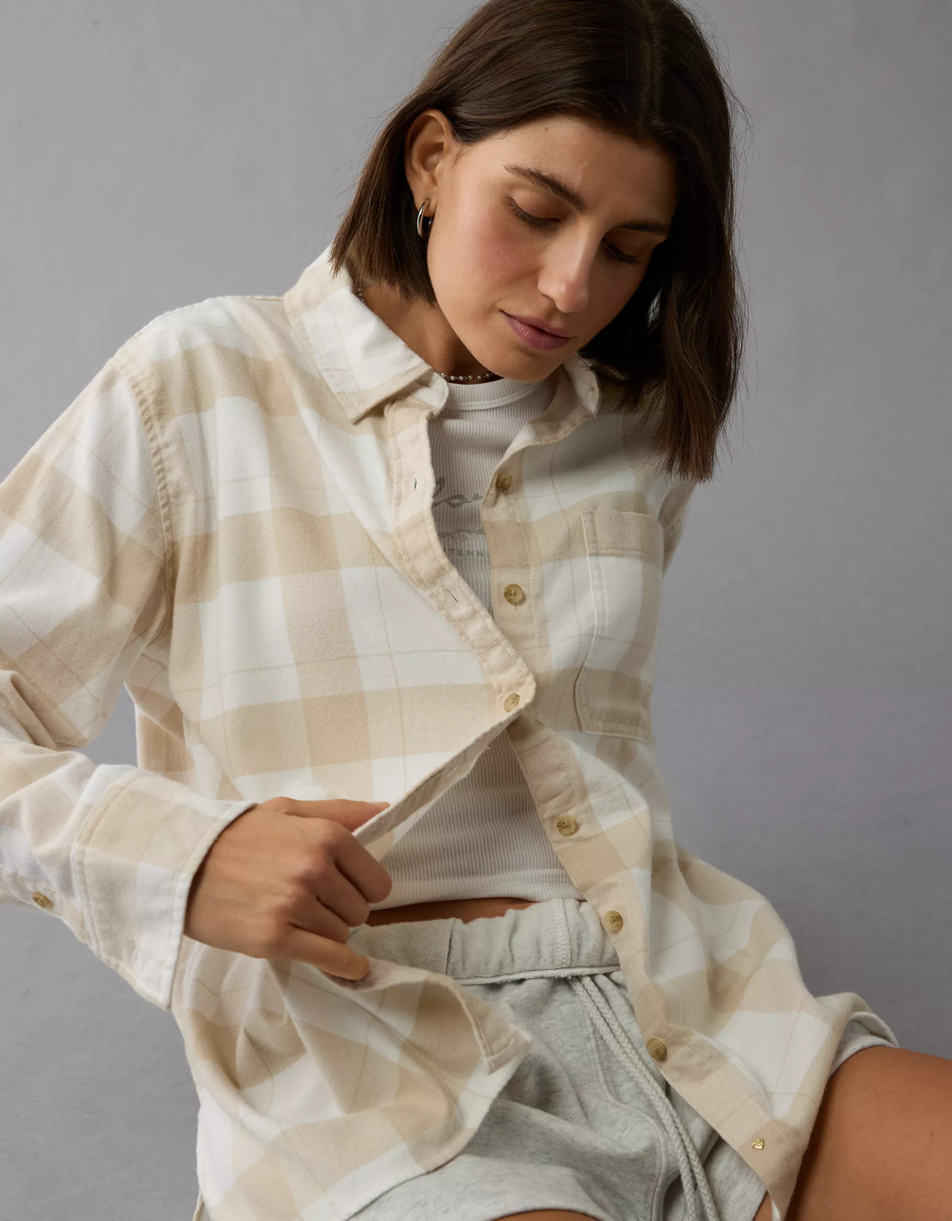 AE Oversized Plaid Button-Up Shirt | American Eagle Outfitters (US & CA)
