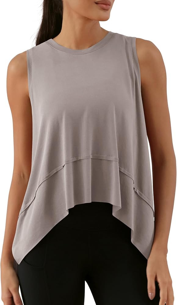 ODODOS Modal Soft Sleeveless Crop Top for Women Athletic Tee Gym Workout Cropped Yoga Tank | Amazon (US)