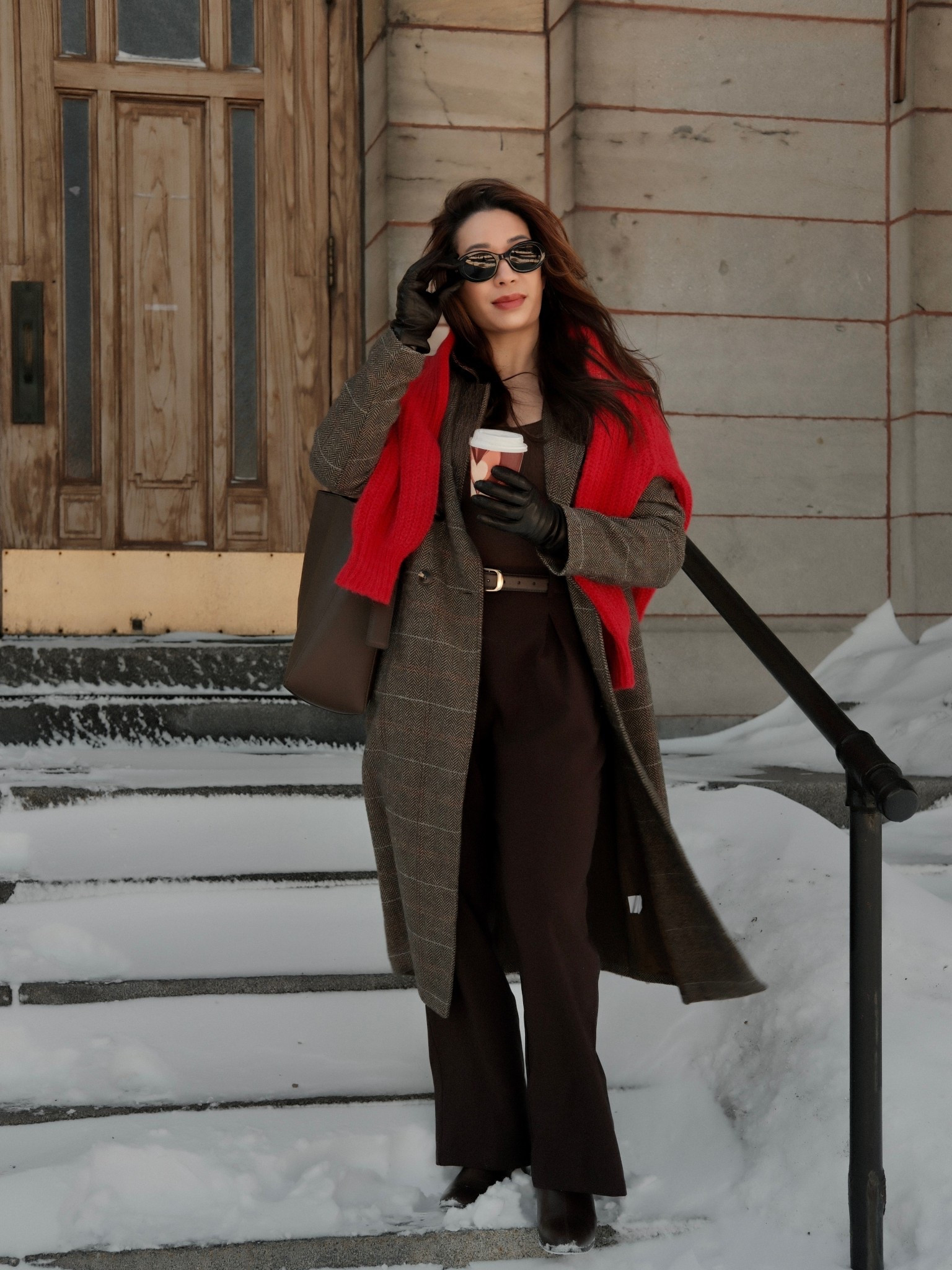 Transitonal outfit winter to spring
Brown monochrome look
Pop of red
Elegant chic style

#LTKworkwear #LTKstyletip