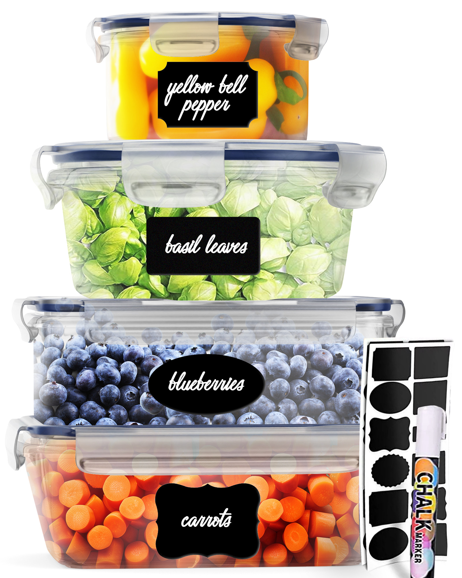 Fullstar 10 pcs Meal Prep Container, Airtight Plastic Food Storage Containers Set | Walmart (US)