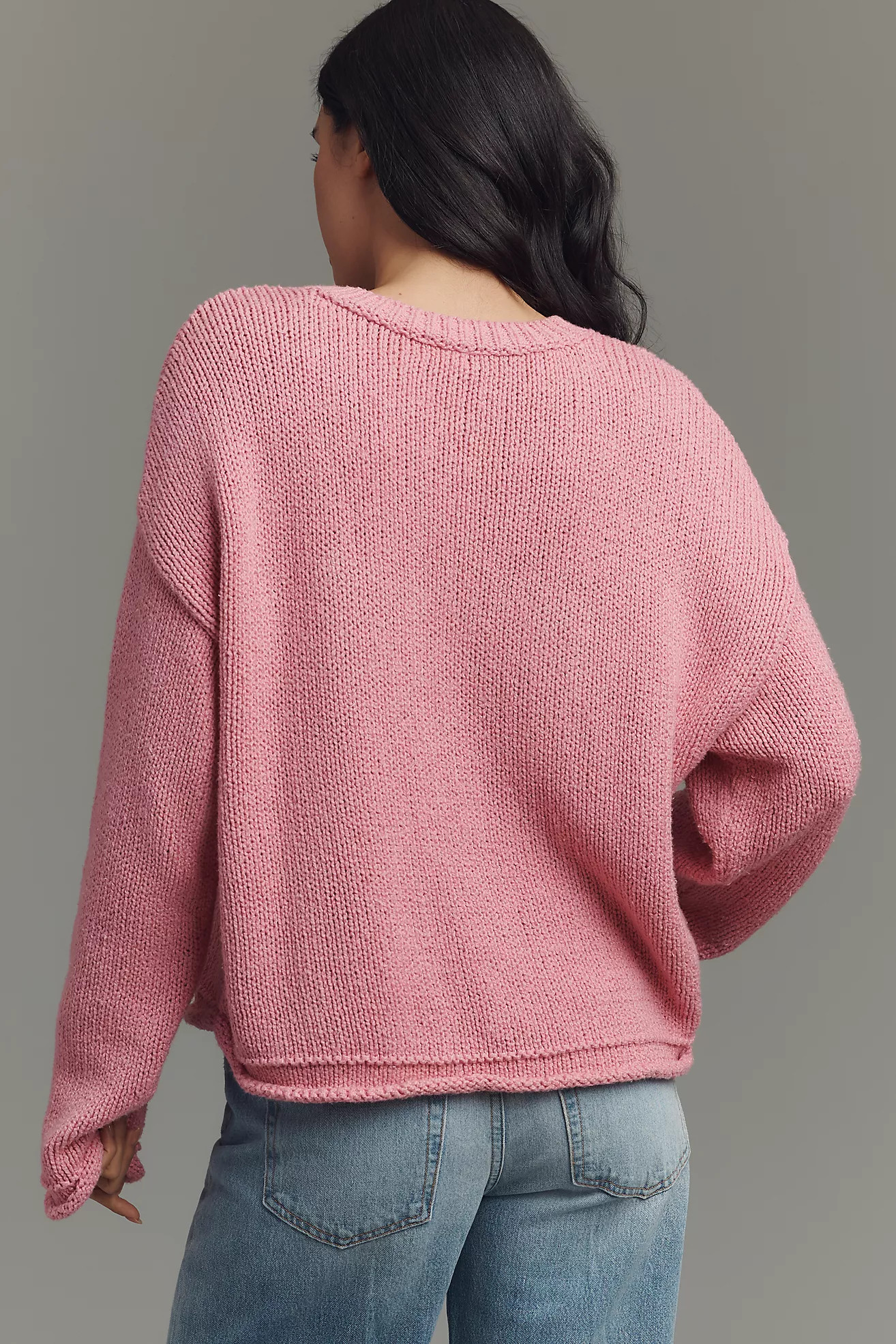 Pilcro Cotton Oversized Roll-Hem Pullover Sweater | Anthropologie (US)