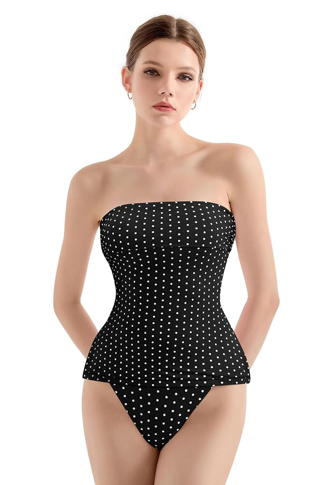 SUUKSESS Women Double Lined Going Out Trendy Tube Tops Side Split Sexy Tank Tops | Amazon (US)