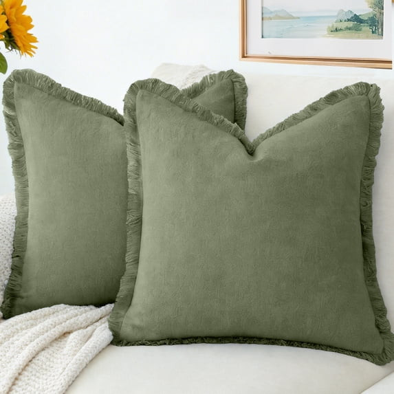 Sanmadrola Throw Pillow Covers Decorative Linen Fringe Throw Pillow Covers Cozy Boho Farmhouse Cu... | Walmart (US)