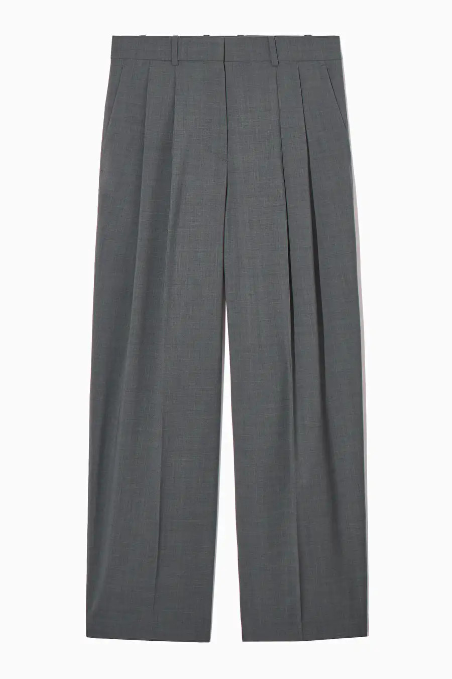 WIDE-LEG TAILORED WOOL TROUSERS - GREY MÉLANGE - COS | COS (EU)
