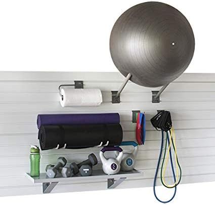 StoreWALL Home Gym Fitness Slatwall Storage and Organization Kit (Graphite Steel) | Amazon (US)