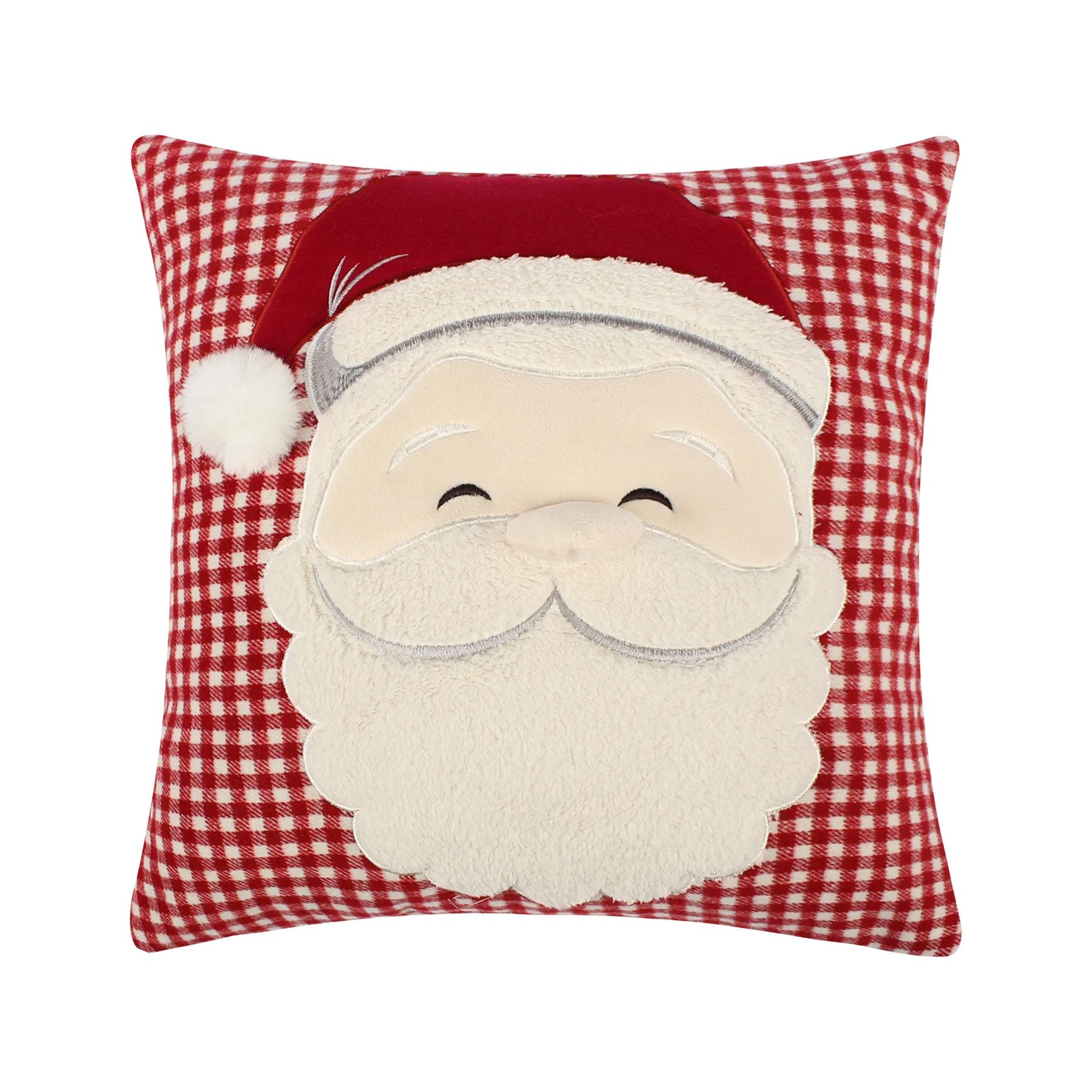 Peppermint Plaid Santa Applique Pillow | Levtex Home