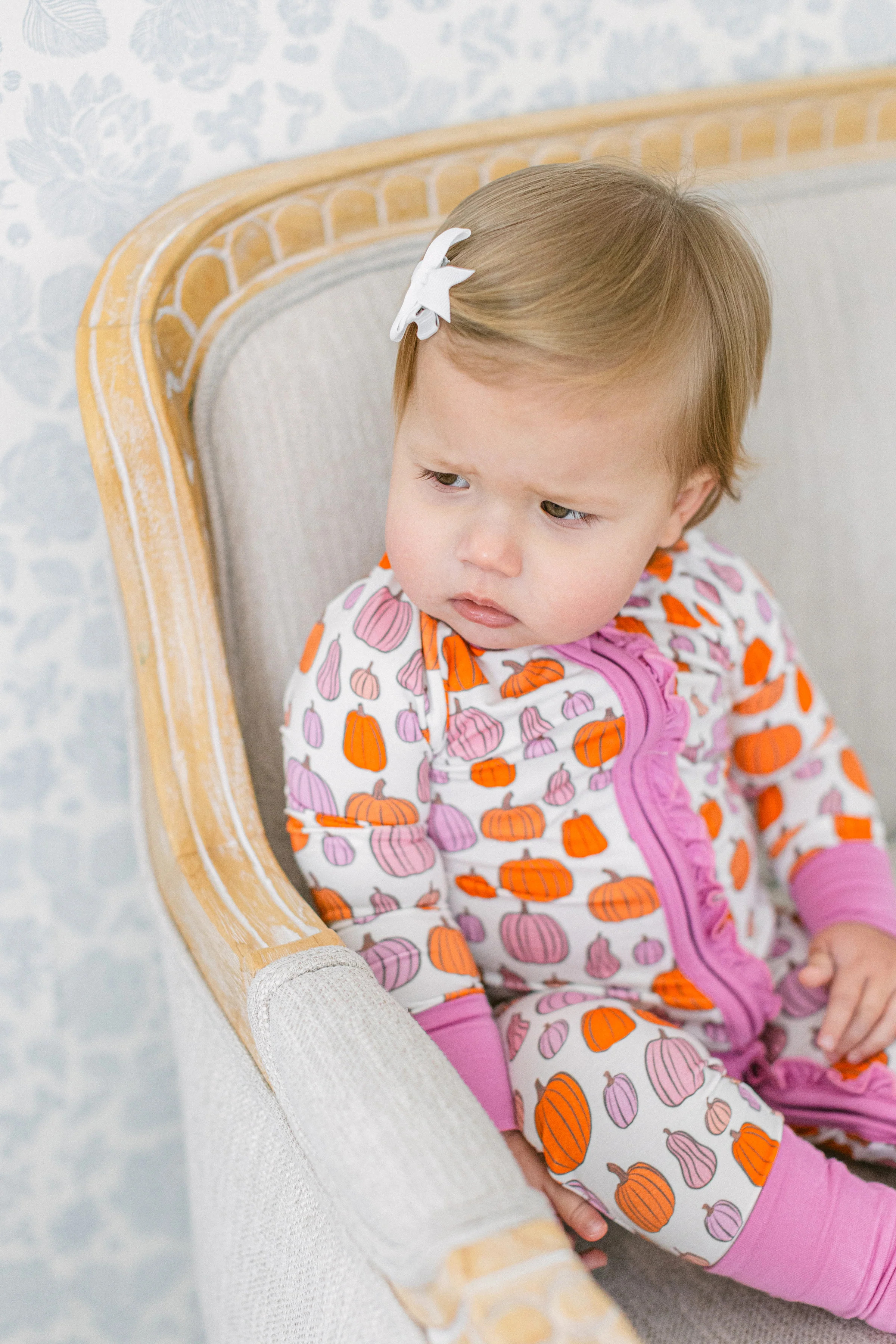 Pink Pumpkins Premium Ruffle Romper | Poppy Kids Co