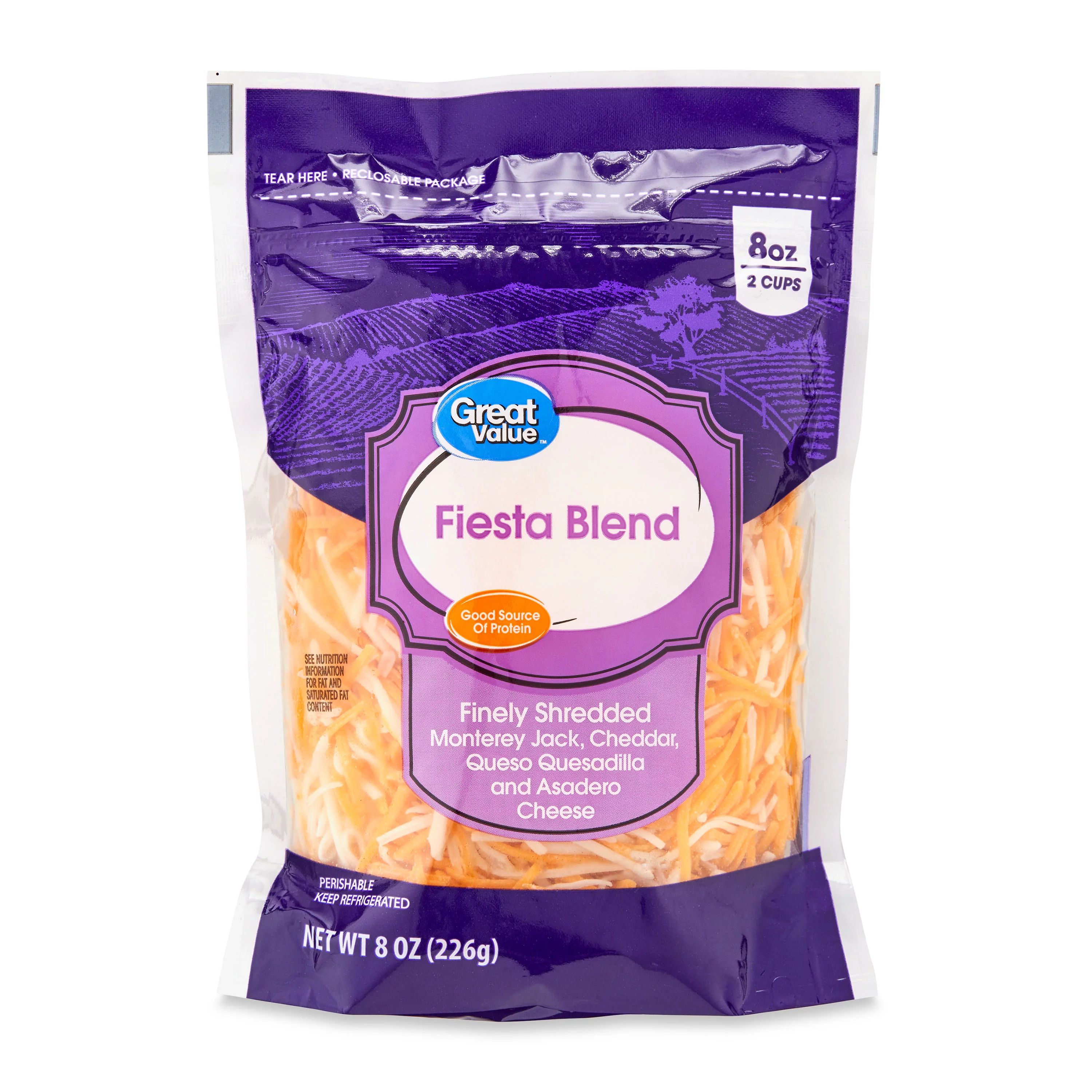 Great Value Finely Shredded Fiesta Blend Cheese, 8 oz | Walmart (US)