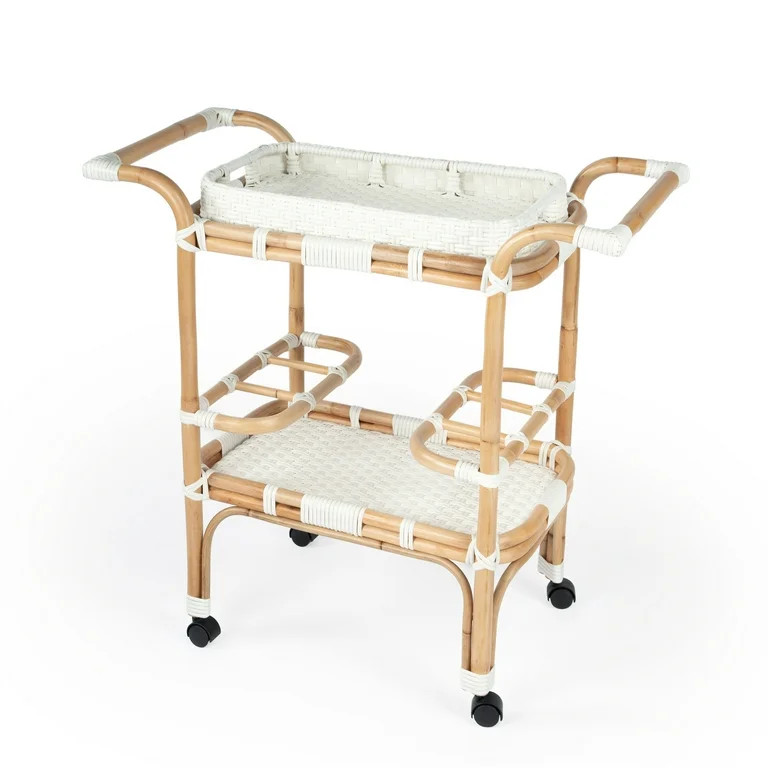Butler Specialty Company Selena White Rattan Bar Cart | Walmart (US)