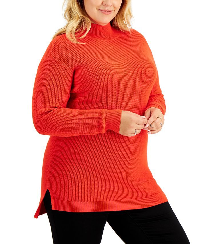Style & Co Plus Size Solid Mock-Neck Tunic, Created for Macy's & Reviews - Sweaters - Plus Sizes ... | Macys (US)