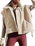 Xiaoxuemeng Fleece Vest Women Oversized Sleeveless Sherpa Jacket Button Down Vest Outwear with Po... | Amazon (US)
